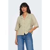Only ONLTHYRA SS SHIRT NOOS WV Bej Kadın Gömlek - XS