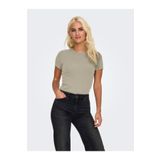 ONLY ONLVAL S/S O-NECK TOP CC JRS Kadın Bej T-Shirt - O15339774