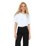 Only Onlvita% 100 Pamuk Regular Fit Taş Detaylı Bisiklet Yaka T Shirt Bayan T SHİRT 15343769