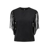ONLY ONLZINNA S/S FRINGE TOP BOX JRS Kadın Siyah Bluz - 15325262