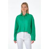 Only Oversize Crop Gömlek: Minimalist Günlük Stil, Uzun Kol - XL - Yeşil
