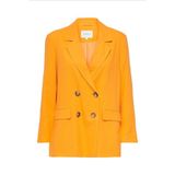 Only Oversize Minimalist Keten Kadın Ceket - Uzun Kol - Çift Düğme - Kayısı