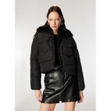 ONLY Puffer Mont Kürk Yakalı, L, Bilinmeyen, Siyah, Kadın