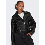 ONLY Siyah Kadın Mont ONLLOUIE FAUX LEAHTER BIKER OTW