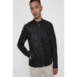 Only & Sons 22012339 Omuzları Dıkıslı Hakım Yaka 2 Cep Onden Fermuarlı Derı Mont Siyah