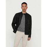 Only & Sons 22012339 Only & Sons Onsmike Pu Racer Jacket Otw Vd Erkek Deri Mont ve Ceket Black - Siyah - XL