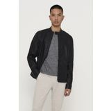 Only & Sons 22012339 Only & Sons Onsmıke Pu Racer Jacket Otw Vd Erkek Deri Mont ve Ceket BLACK (Siyah)