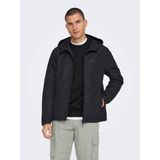 Only & Sons 22024207 Onsmack Hood Black Erkek Mont