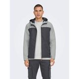 Only & Sons 22024207 Onsmack Hood Gri Erkek Mont