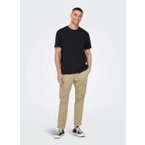 Only & Sons 22025208_ONSMAX LIFE REG SS STITCH O Yaka Düz Siyah Erkek T-shirt