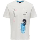 Only & Sons 22025304_ONSPAX REG PLACEMENT PRINT O Yaka Baskılı Beyaz Erkek T-shirt