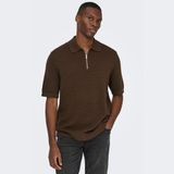 Only & Sons 22038171-PSL Menu Structure Erkek Kahverengi Polo Tişört