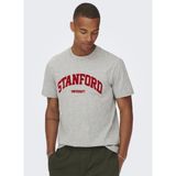 Only & Sons Bisiklet Yaka Baskılı Açık Gri Erkek T-Shirt 22023064_ONSJAKE Reg Stanford Ss 30 - XL