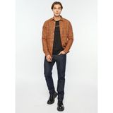 Only & Sons Dar Turuncu Kareli Erkek Gömlek Slım Flannel C