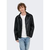 Only & Sons Deri Görünümlü Ceket, L, 22034713, Siyah, Erkek