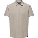 Only & Sons Düz Açık Bej Erkek Polo T-Shirt Onskıan Reg Seersucker Ss Polo - M