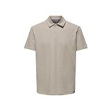Only & Sons Düz Açık Bej Erkek Polo T-Shirt ONSKIAN REG SEERSUCKER SS POLO