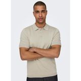 Only & Sons Düz Açık Bej Erkek Polo T-Shirt Onswyler Lıfe Reg 14 Ss Polo Knıt N - XL