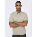 Only & Sons Düz Açık Bej Erkek Polo T-Shirt ONSWYLER LIFE REG 14 SS POLO KNIT N