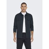 Only & Sons Düz Koyu Lacivert Erkek Gömlek 22021279_ONSNEWKODYL Overshırt Swea - XL