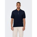 Only & Sons Düz Koyu Lacivert Erkek Polo T-Shirt Onswyler Lıfe Reg 14 Ss Zıp Polo Kn - M