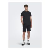 Only & Sons Düz Siyah Erkek Polo T-Shirt ONSFLETCHER LIFE SLIM SS POLO NOOS