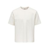 Only & Sons Erkek Bisiklet Yaka Jakarlı Beyaz T-Shirt - 22037430