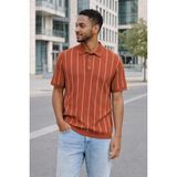 Only & Sons Erkek Çizgili Gömlek Yaka Turuncu T-Shirt - 22037080