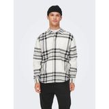 Only & Sons Erkek Ekoseli Rahat Kesim Gömlek - 22022991 - Beyaz