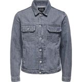 Only & Sons Erkek Geniş Yaka Kot Ceket - 22032036 - Gri