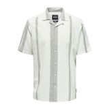 ONLY & SONS Erkek Gömlek ONSCAIDEN SS STRIPE LINEN RESORT NOOS Haki M
