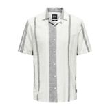 ONLY & SONS Erkek Gömlek ONSCAIDEN SS STRIPE LINEN RESORT NOOS Kirli Beyaz L