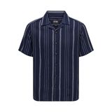 ONLY & SONS Erkek Gömlek ONSTREV LIFE REG SS STRUC STRIPE SHIRT Koyu Lacivert S