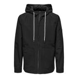 Only & Sons Erkek Kapüşonlu Fermuarlı Ceket, Siyah, L