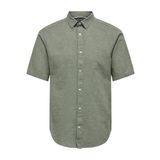 ONLY & SONS Erkek kısa kollu gömlek, keten, Swamp, M