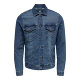 Only & Sons Erkek Kot Ceket, Trucker Modeli, Mavi, 2XL Beden