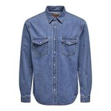 ONLY & SONS Erkek kot gömlek ONSBANE Denim 3247 Shirt NOOS, mavi (medium denim blue), M