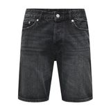 ONLY & SONS Erkek kot şort ONSEDGE Mid Rise düz kesim şort, Black Denim, S