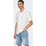 Only & Sons Erkek Onscaıden Kısa Kollu Keten Gömlek 22025116 Beyaz