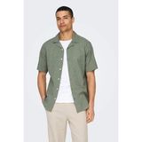 Only & Sons Erkek Onscaıden Kısa Kollu Keten Gömlek 22025116 Yeşil - XL