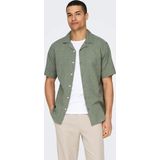 Only & Sons Erkek Onscaıden Kısa Kollu Keten Gömlek 22025116 Yeşil