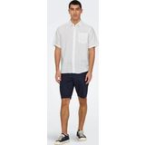 Only & Sons Erkek Onscaıden Kısa Kollu Tek Cepli Keten Gömlek 22031805 Beyaz