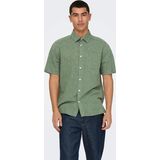 Only & Sons Erkek Onscaıden Kısa Kollu Tek Cepli Keten Gömlek 22031805 Yeşil