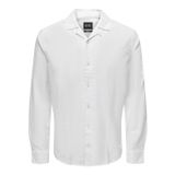 ONLY & SONS Erkek ONSCAIDEN LIFE REG LS LINEN RESORT SHIRT Gömlek, White , XL