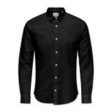 Only & Sons Erkek ONSCAIDEN LS SOLID LINEN SHIRT NOOS Gömlek, Black, S