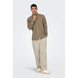 Only & Sons Erkek Onscaiden Slim Fit Keten Gömlek 22012321 Bej - Kahverengi