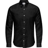 Only & Sons Erkek Onscaiden Slim Fit Keten Gömlek 22012321 Siyah - 2XL