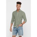 Only & Sons Erkek Onscaiden Slim Fit Keten Gömlek 22012321 Yeşil - XL