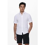 Only & Sons Erkek Onscaıden Slim Fit Kısa Kollu Keten Gömlek 22009885 Beyaz