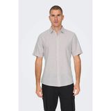 Only & Sons Erkek Onscaıden Slim Fit Kısa Kollu Keten Gömlek 22009885 Lila - 2XL